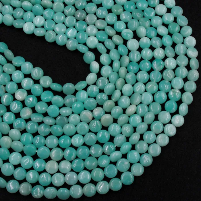 Natural Blue Amazonite Coin Beads Stunning Sea Blue Green Gemstone High Quality Good For Earrings 16 Strand Intrinsic Trading Earrings
