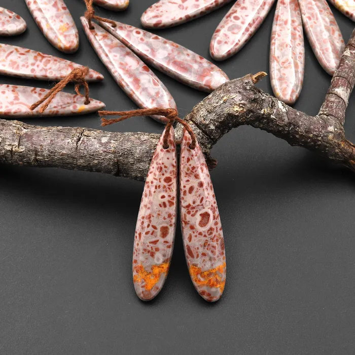 Natural Leopard Skin Orbicular Jasper Earring Pair Gemstone Drilled Matched Long Teardrop Beads A2 Intrinsic Trading Earrings Natural Leopard Skin Orbicular Jasper Earring Pair Gemstone Drilled Matched Long Teardrop Beads A2 Intrinsic Trading Earrings