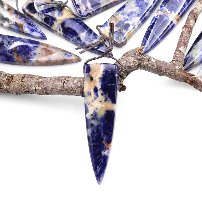 Natural Orange Sodalite Pendant Long Triangle Dagger Side Drilled Focal Bead A3 Intrinsic Trading Necklaces Natural Orange Sodalite Pendant Long Triangle Dagger Side Drilled Focal Bead A3 Intrinsic Trading Necklaces