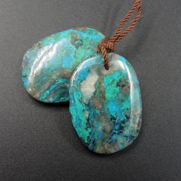 Natural Parrot Wing Chrysocolla Earring Pair Drilled Freeform Earring Pair E1719 Intrinsic Trading Earrings