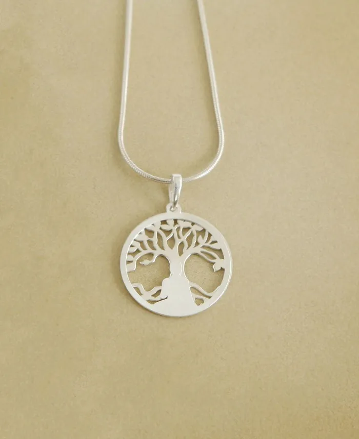 Necklaces Buddha Groove Buddha Pendant with Layered Bodhi Tree in Sterling Silver