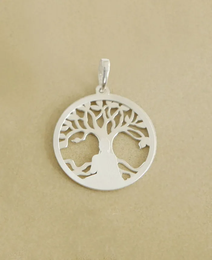 Necklaces Buddha Groove Buddha Pendant with Layered Bodhi Tree in Sterling Silver