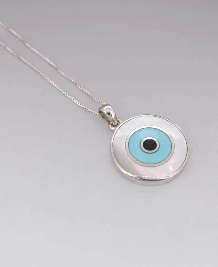 Necklaces Buddha Groove Evil Eye Mother of Pearl and Turquoise Necklace