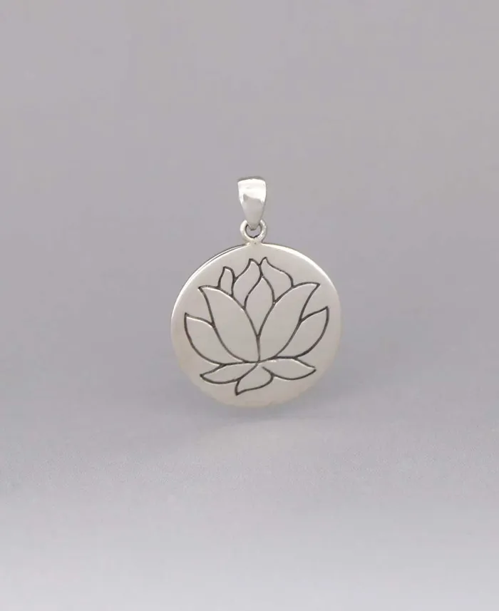 Necklaces Buddha Groove Sterling Silver Lotus Wisdom Pendant