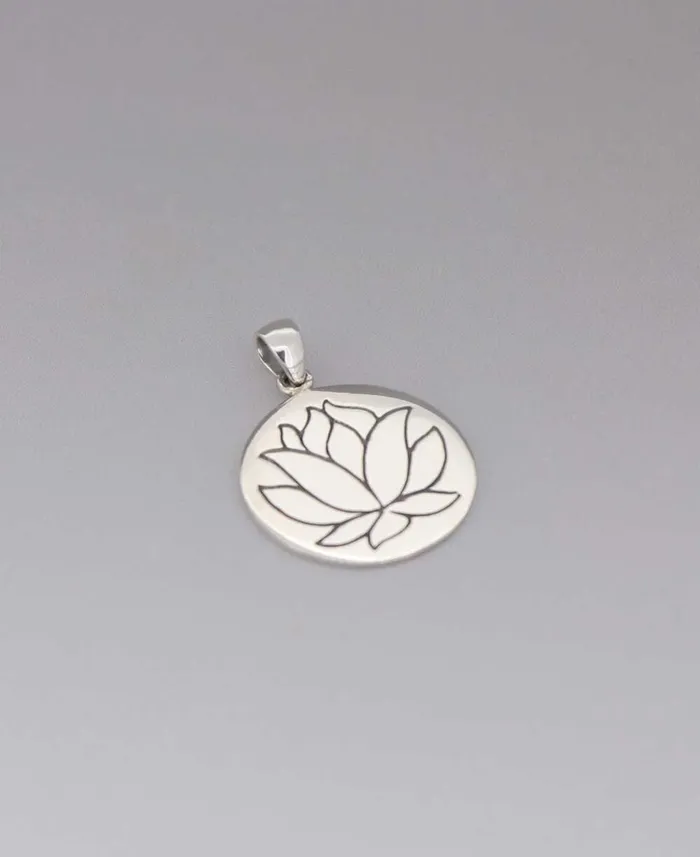 Necklaces Buddha Groove Sterling Silver Lotus Wisdom Pendant