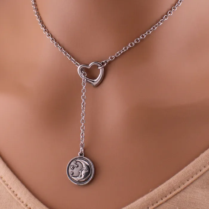 Necklaces Captive Collars Heart Moon Stars Day Collar