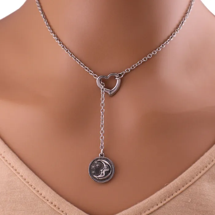 Necklaces Captive Collars Heart Moon Stars Day Collar
