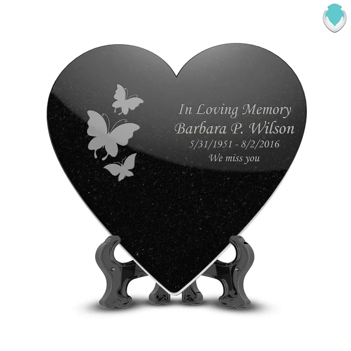 Necklaces GetUrns Custom Engraved Black Granite Plaque Heart