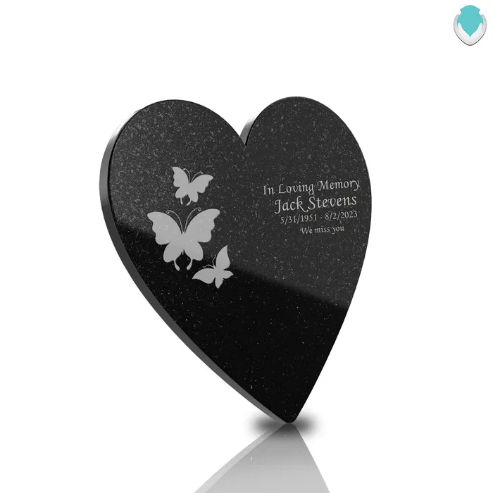 Necklaces GetUrns Custom Engraved Black Granite Plaque Heart
