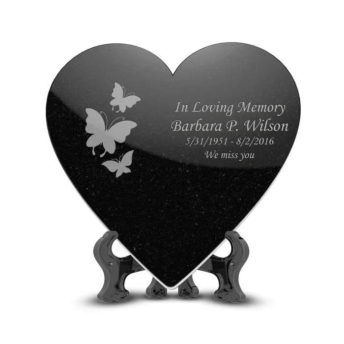 Necklaces GetUrns Custom Engraved Black Granite Plaque Heart