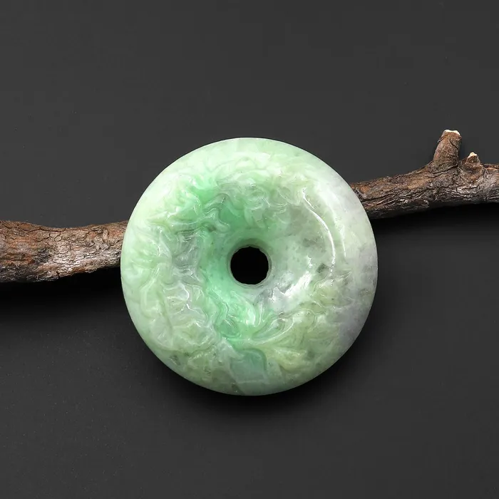 Necklaces Intrinsic Trading AAA Hand Carved Natural Burma Green Jade Donut Pendant 38mm A3 Necklaces Intrinsic Trading AAA Hand Carved Natural Burma Green Jade Donut Pendant 38mm A3