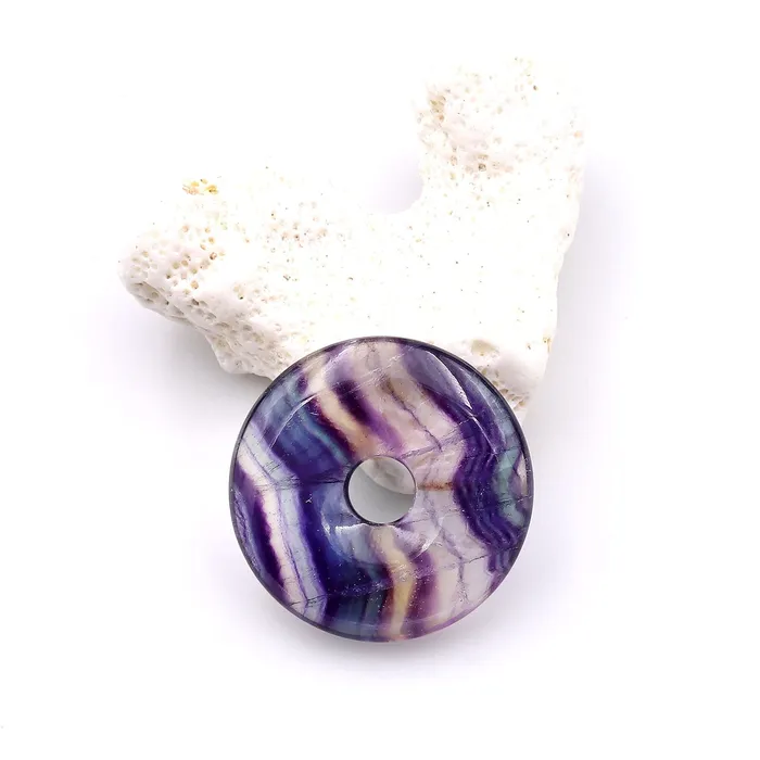 Necklaces Intrinsic Trading AAA Natural Fluorite Donut Pendant 30mm A1