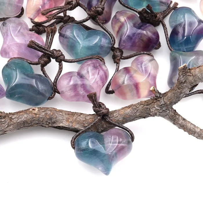 Necklaces Intrinsic Trading AAA Natural Rainbow Fluorite Puffy Heart Pendant Side Drilled Gemstone Crystal Focal Bead Necklaces Intrinsic Trading AAA Natural Rainbow Fluorite Puffy Heart Pendant Side Drilled Gemstone Crystal Focal Bead