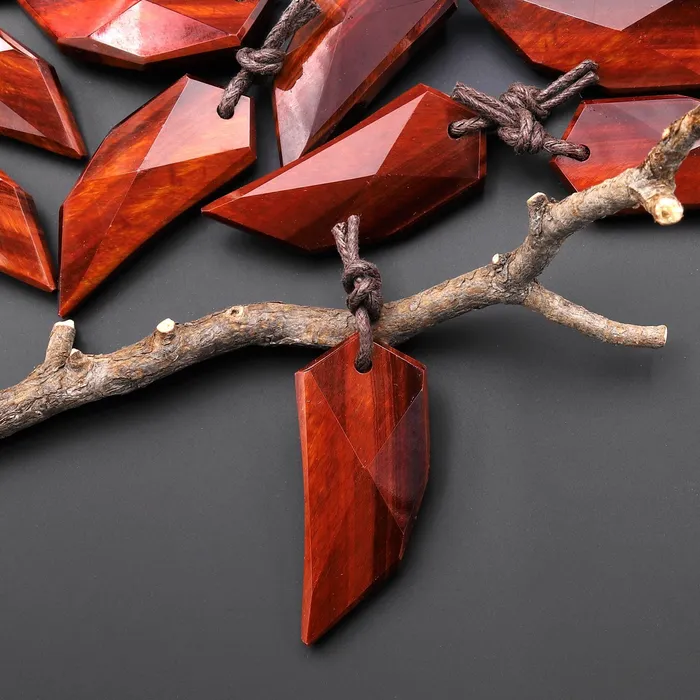 Necklaces Intrinsic Trading AAA Natural Red Tigers Eye Pendant Faceted Geometric Dagger Crystal Shard A1 Necklaces Intrinsic Trading AAA Natural Red Tigers Eye Pendant Faceted Geometric Dagger Crystal Shard A1