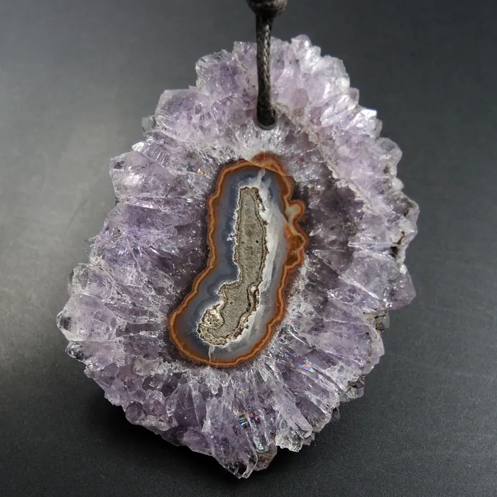 Necklaces Intrinsic Trading Amethyst Stalactite Flower Pendant Drilled Stalactite Slice Freeform Irregular Natural Stone Pendant P1970 Necklaces Intrinsic Trading Amethyst Stalactite Flower Pendant Drilled Stalactite Slice Freeform Irregular Natural Stone Pendant P1970