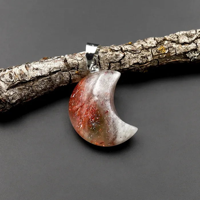 Necklaces Intrinsic Trading Extremely Rare Natural Green Orange Arusha Sunstone Moon Pendant
