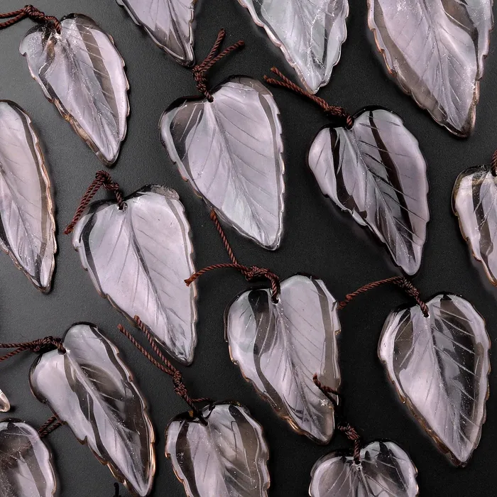 Necklaces Intrinsic Trading Hand Carved Natural Smoky Quartz Leaf Pendant Bead Drilled Gemstone Necklaces Intrinsic Trading Hand Carved Natural Smoky Quartz Leaf Pendant Bead Drilled Gemstone