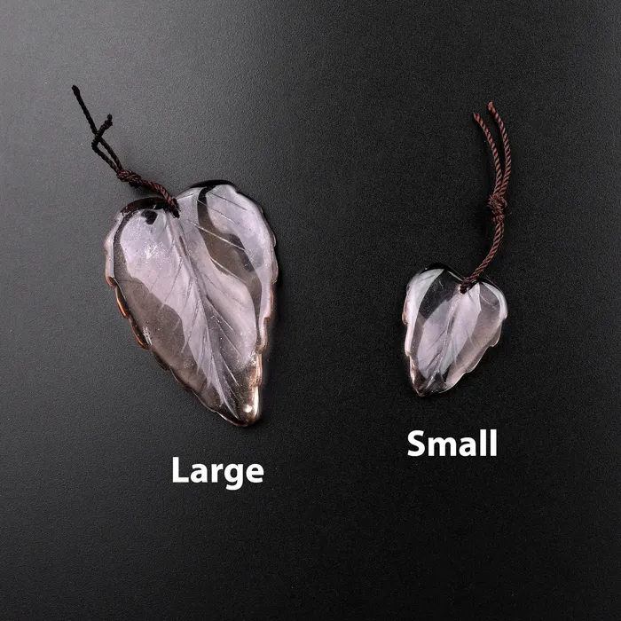 Necklaces Intrinsic Trading Hand Carved Natural Smoky Quartz Leaf Pendant Bead Drilled Gemstone