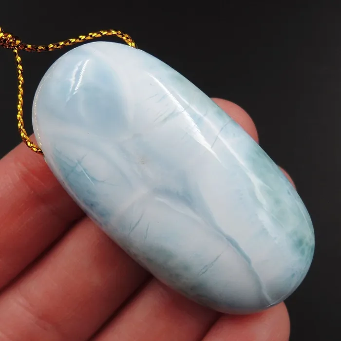 Necklaces Intrinsic Trading Natural AAA Quality Blue Larimar Pendant Stone Side Drilled Oval Pendant Hand Cut Large Focal Bead Stone P1955