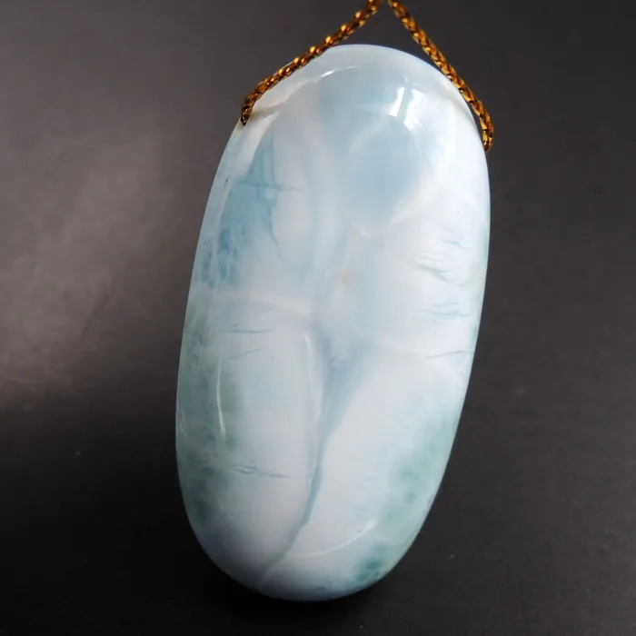 Necklaces Intrinsic Trading Natural AAA Quality Blue Larimar Pendant Stone Side Drilled Oval Pendant Hand Cut Large Focal Bead Stone P1955