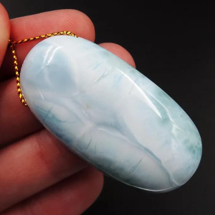 Necklaces Intrinsic Trading Natural AAA Quality Blue Larimar Pendant Stone Side Drilled Oval Pendant Hand Cut Large Focal Bead Stone P1955