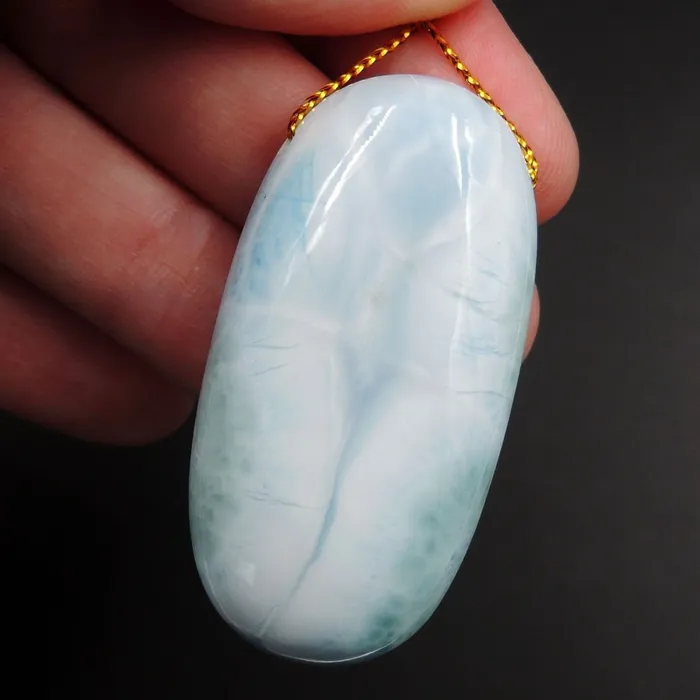 Necklaces Intrinsic Trading Natural AAA Quality Blue Larimar Pendant Stone Side Drilled Oval Pendant Hand Cut Large Focal Bead Stone P1955