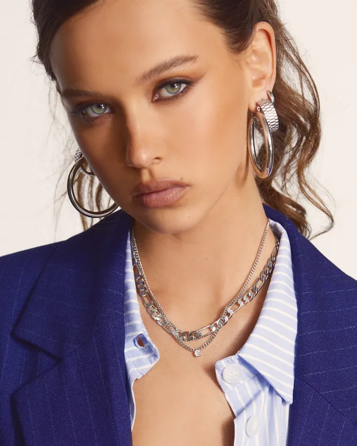 Necklaces Luv Aj Bardot Stud Charm Necklace Silver