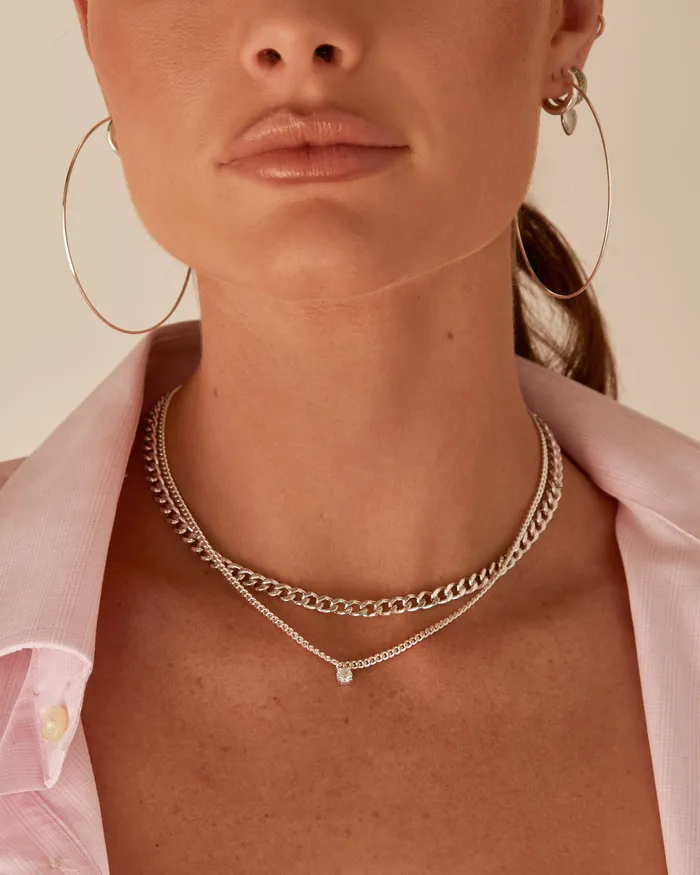 Necklaces Luv Aj Bardot Stud Charm Necklace Silver