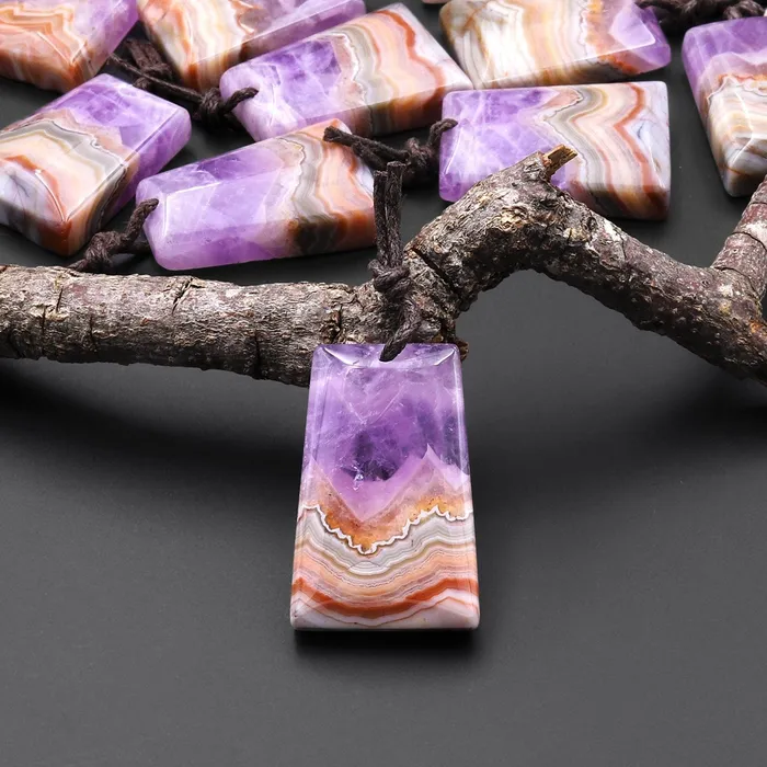 Necklaces Rare Natural Rainbow Amethyst Trapezoid Gemstone Pendant A4 Intrinsic Trading Necklaces Rare Natural Rainbow Amethyst Trapezoid Gemstone Pendant A4 Intrinsic Trading