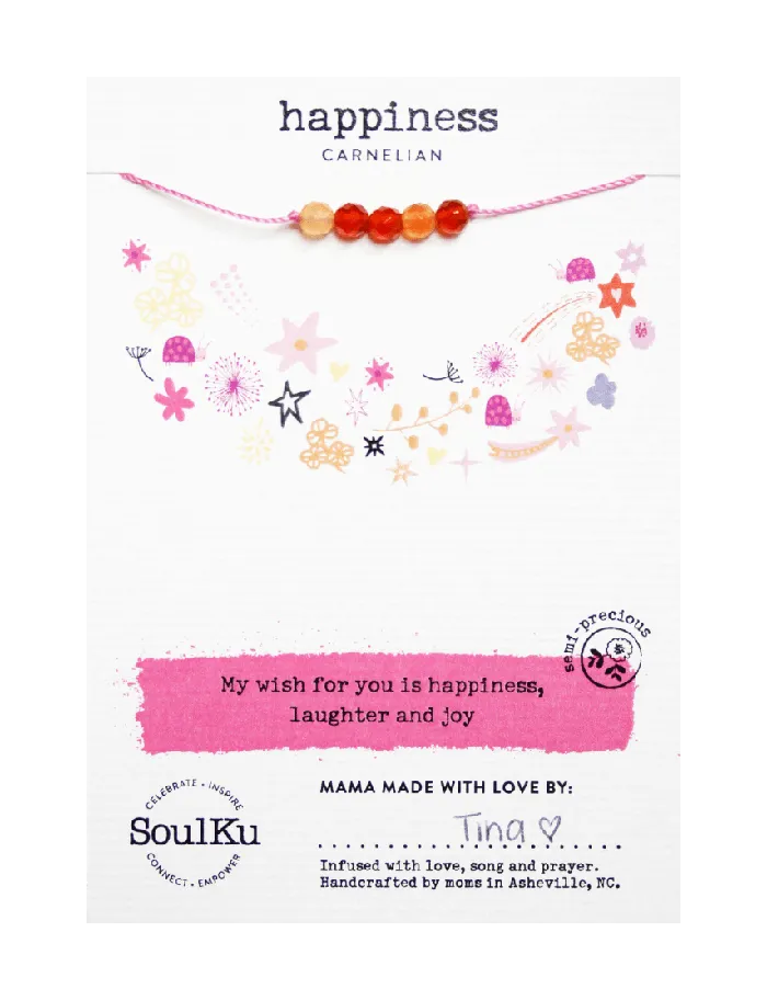 Necklaces SoulKu Carnelian Little Wishes KIDS Necklace for Happiness