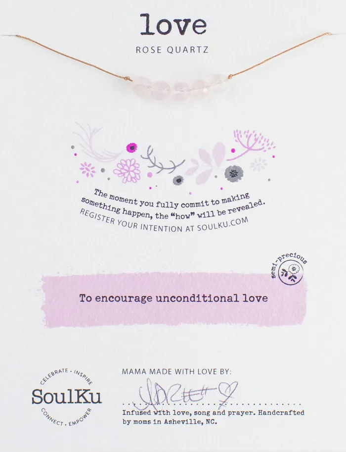Necklaces SoulKu Rose Quartz Intention Necklace for Love