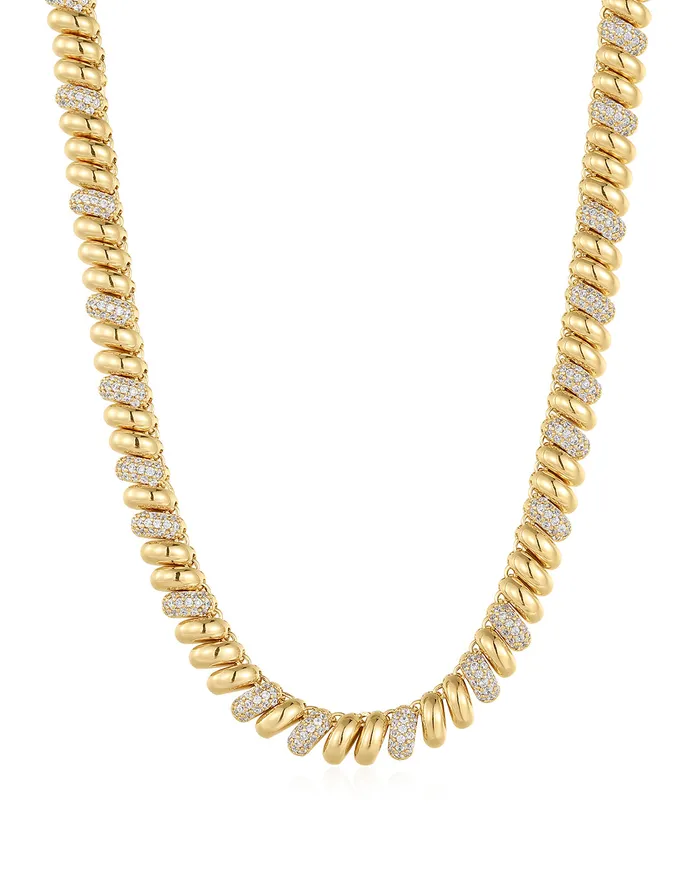 Pave Ridged Marbella Necklace Gold Luv Aj Necklaces