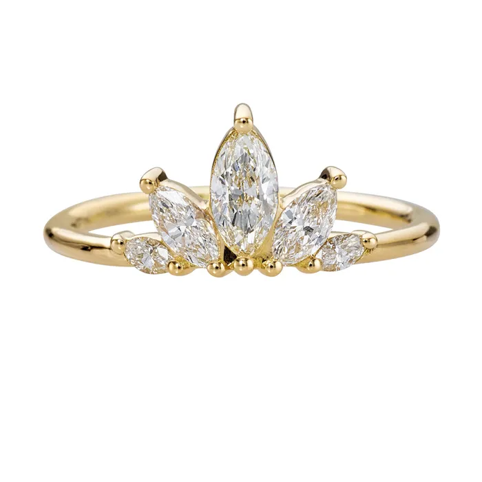 Petal Wedding Band with Marquise Cut Diamonds ARTEMER Rings