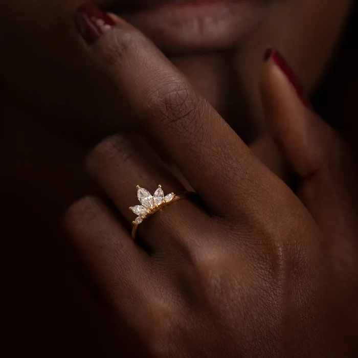 Petal Wedding Band with Marquise Cut Diamonds ARTEMER Rings Petal Wedding Band with Marquise Cut Diamonds ARTEMER Rings