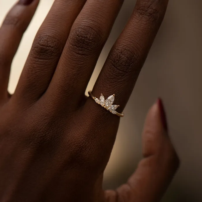 Petal Wedding Band with Marquise Cut Diamonds ARTEMER Rings Petal Wedding Band with Marquise Cut Diamonds ARTEMER Rings