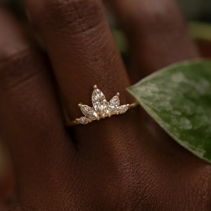 Petal Wedding Band with Marquise Cut Diamonds ARTEMER Rings Petal Wedding Band with Marquise Cut Diamonds ARTEMER Rings