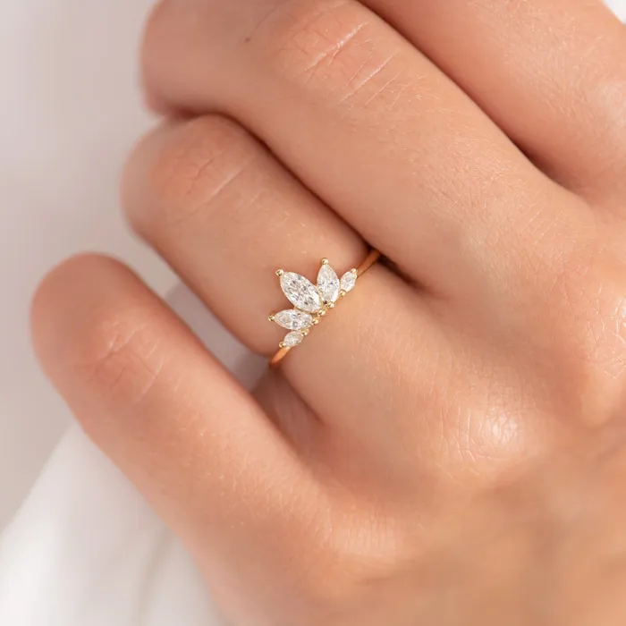 Petal Wedding Band with Marquise Cut Diamonds ARTEMER Rings Petal Wedding Band with Marquise Cut Diamonds ARTEMER Rings