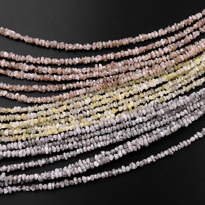 Real Genuine Raw Rough Natural Diamond Beads 2mm 3mm Silver Gray Canary Yellow Champagne Gemstone 16 Strand Intrinsic Trading Necklaces
