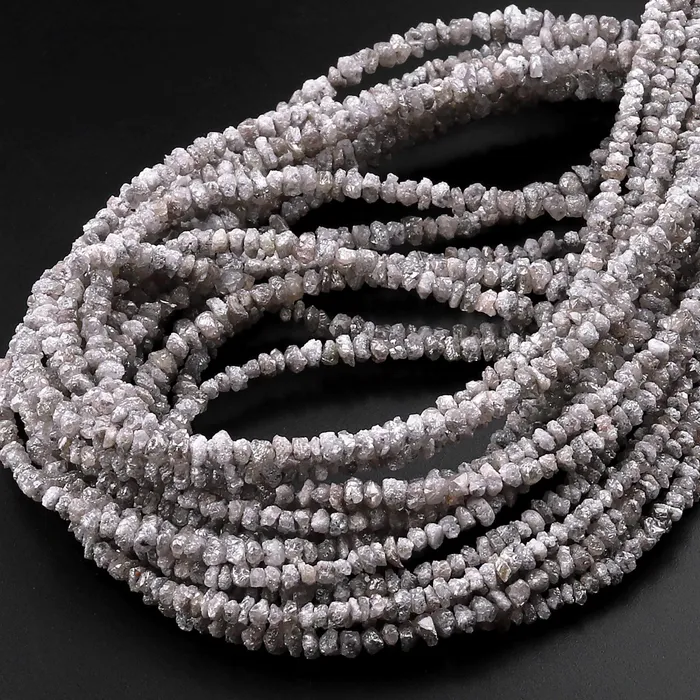 Real Genuine Raw Rough Natural Diamond Beads 2mm 3mm Silver Gray Canary Yellow Champagne Gemstone 16 Strand Intrinsic Trading Necklaces