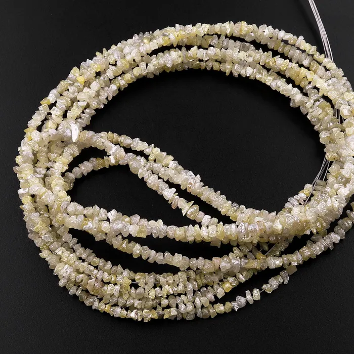 Real Genuine Raw Rough Natural Diamond Beads 2mm 3mm Silver Gray Canary Yellow Champagne Gemstone 16 Strand Intrinsic Trading Necklaces