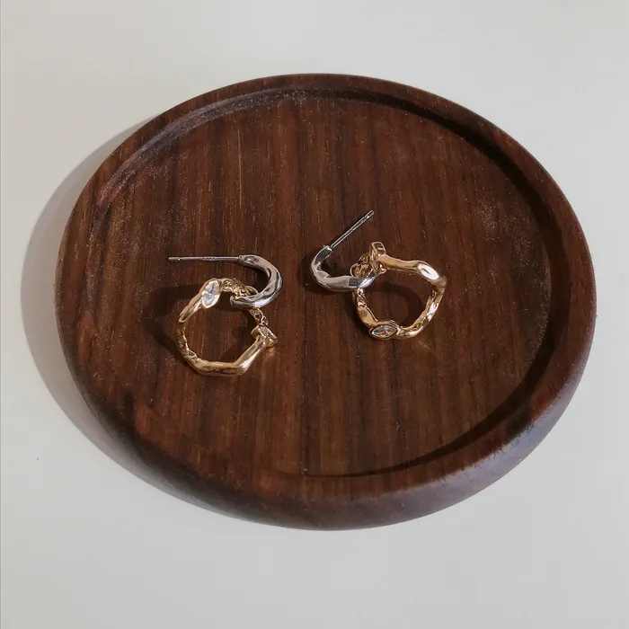 Refined by AnnaKaci Earrings Irregular Wrinkled Golden Loop Earrings Refined by AnnaKaci Earrings Irregular Wrinkled Golden Loop Earrings