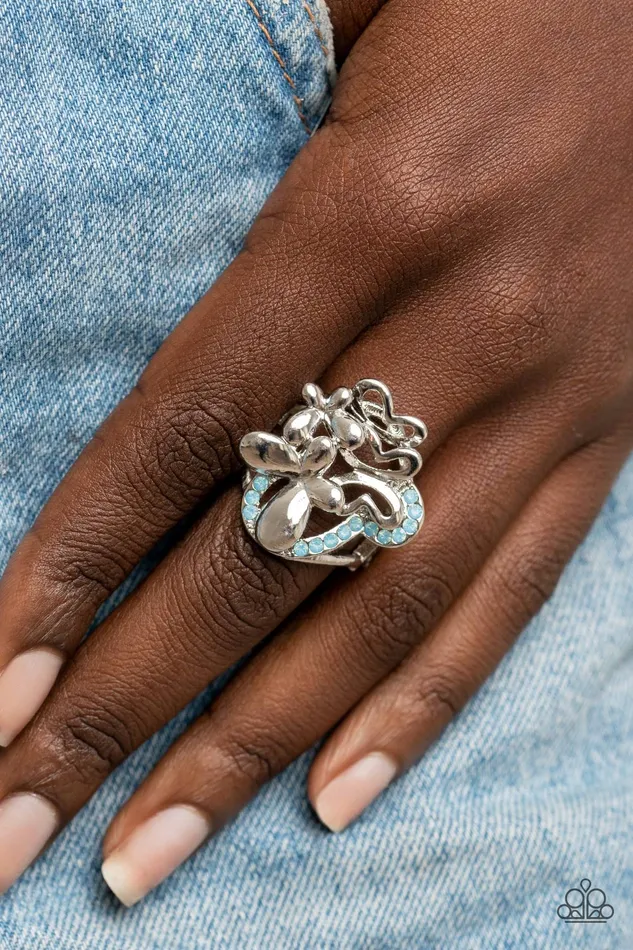 Rings All Eyes On U Jewelry Paparazzi Accessories Fluttering Flashback Blue Paparazzi Ring