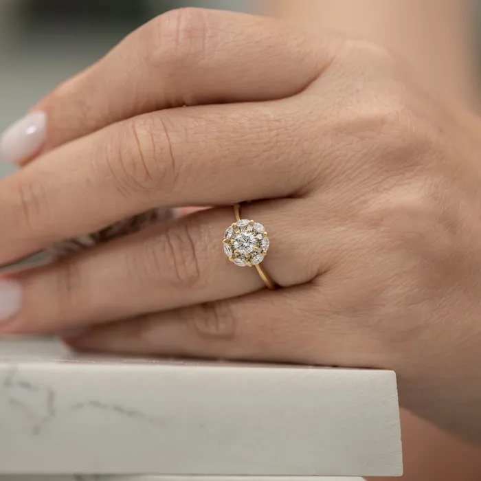 Rings ARTEMER Mandala Engagement Ring with White and Grey Diamonds