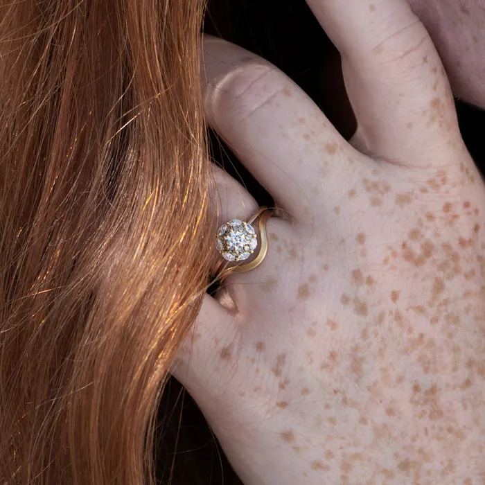 Rings ARTEMER Mandala Engagement Ring with White and Grey Diamonds