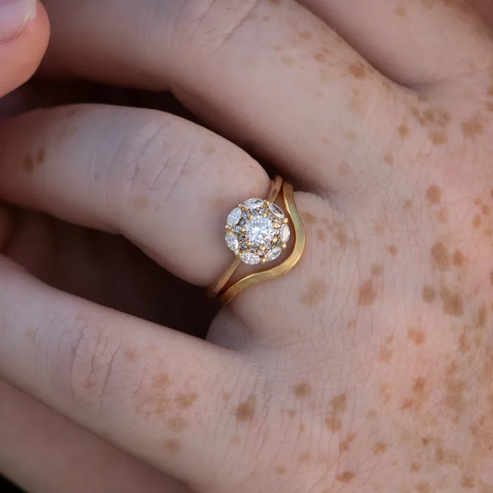 Rings ARTEMER Mandala Engagement Ring with White and Grey Diamonds