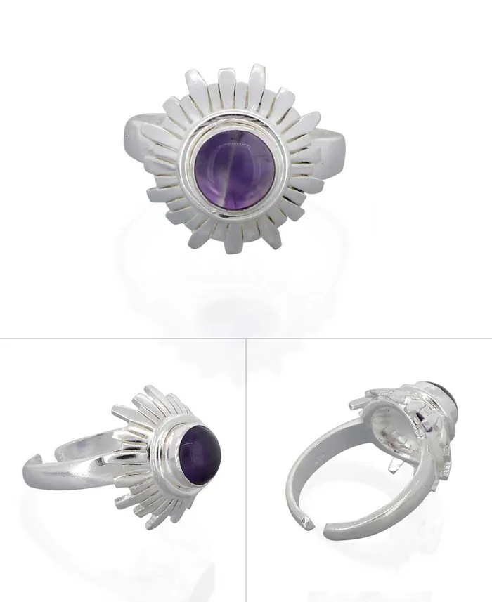 Rings Buddha Groove Sterling Silver and Gemstone Adjustable Chakra Rings Sold Individually