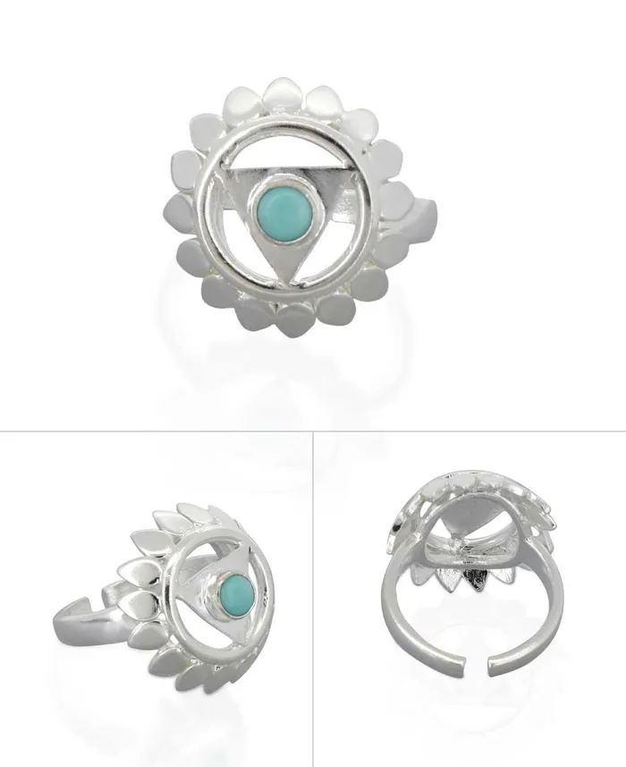 Rings Buddha Groove Sterling Silver and Gemstone Adjustable Chakra Rings Sold Individually