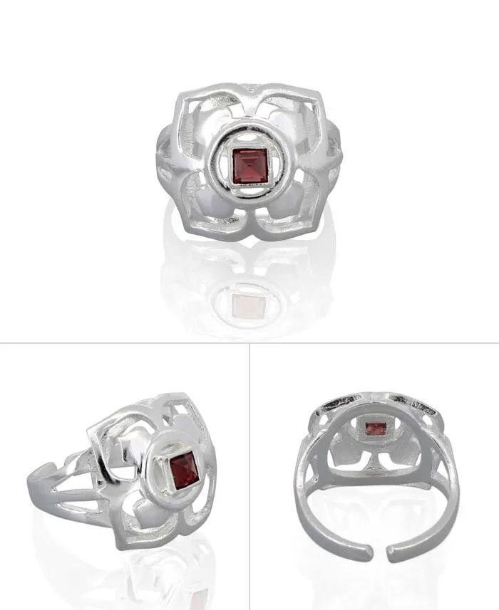 Rings Buddha Groove Sterling Silver and Gemstone Adjustable Chakra Rings Sold Individually