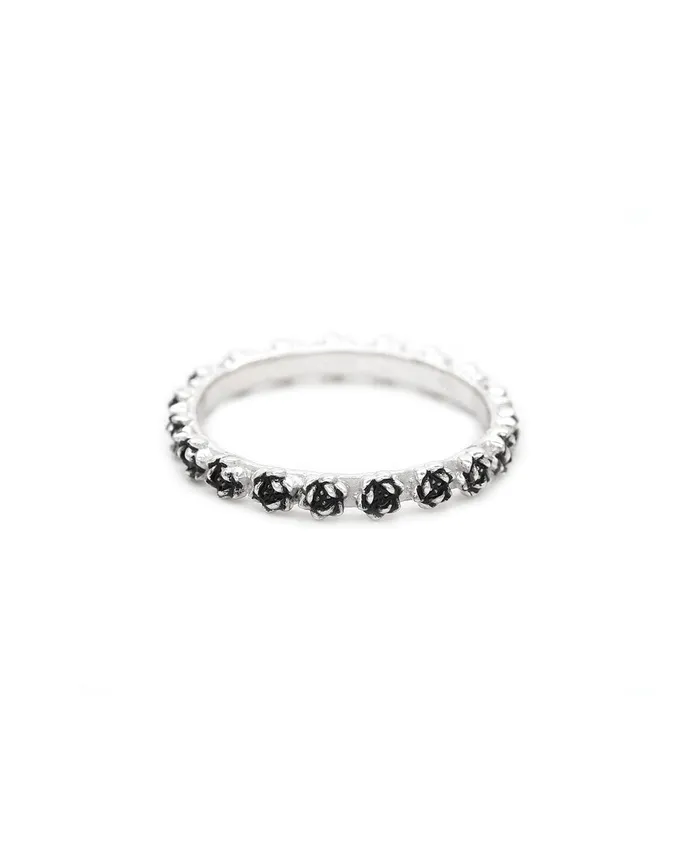 Rings Buddha Groove Sterling Silver Tiny Lotuses Band Ring