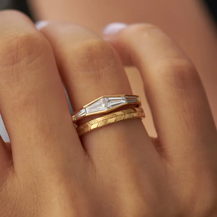 Rings Diamond Engagement Ring with a Tapered Baguette Formation ARTEMER